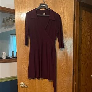 Star Vixen Asymmetrical Faux Wrap Dress in Plum